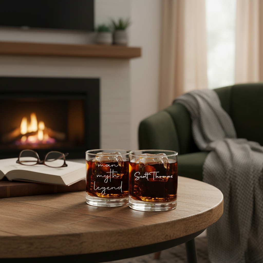 Custom Man Myth Legend Whiskey Glass