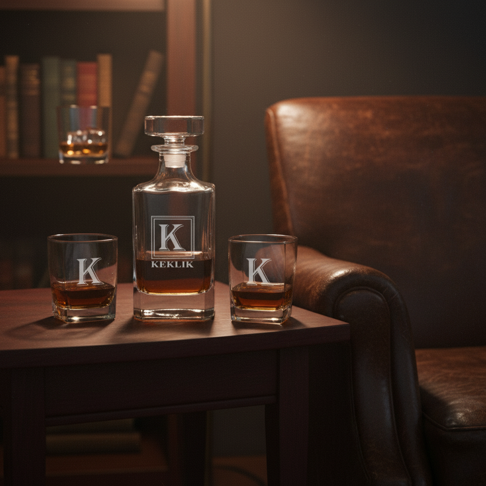 Premium Personalized Whiskey Decanter Set