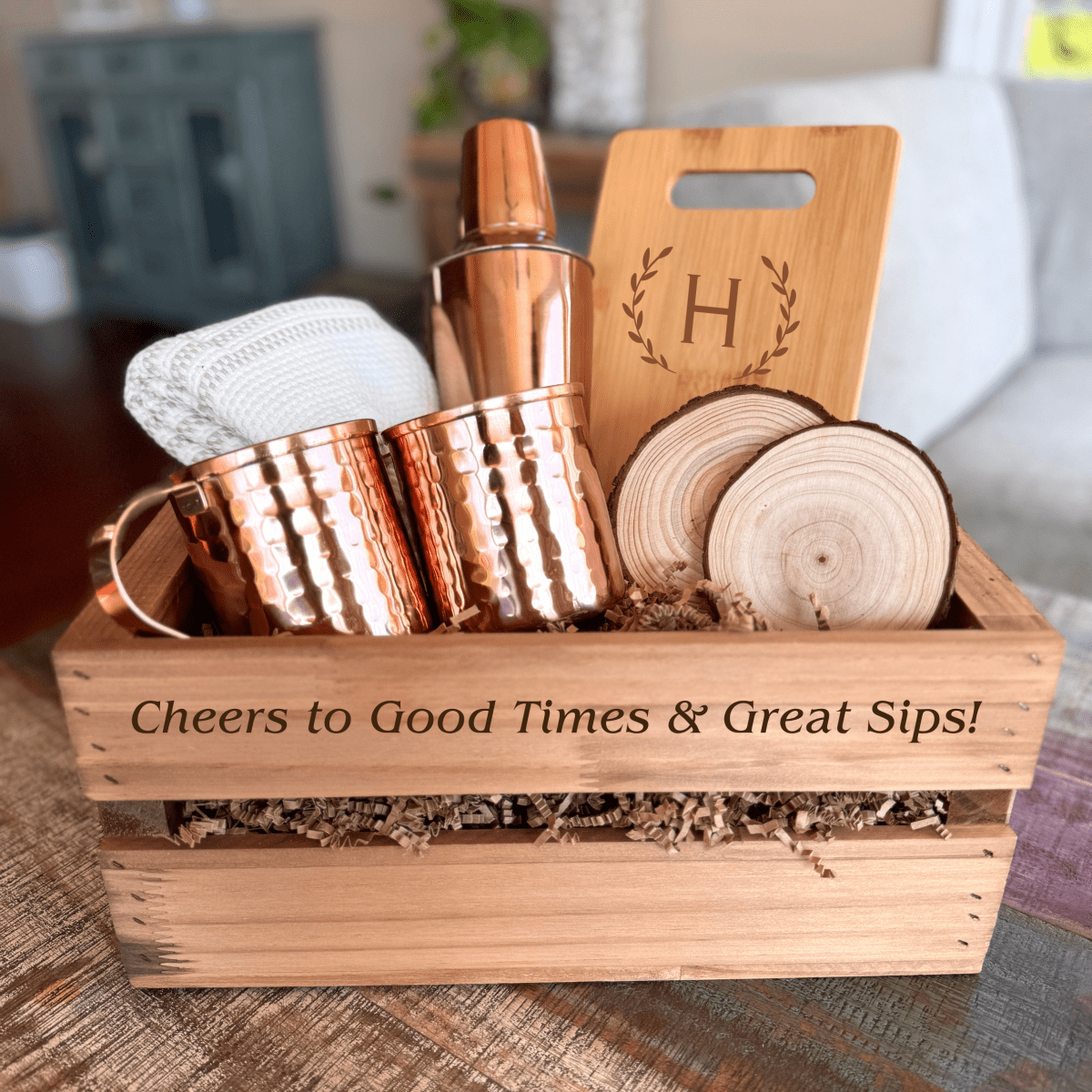 Unique Personalized Copper Bliss Mule Set Customized Gift set for Her Gifts for Men by Groovy Guy