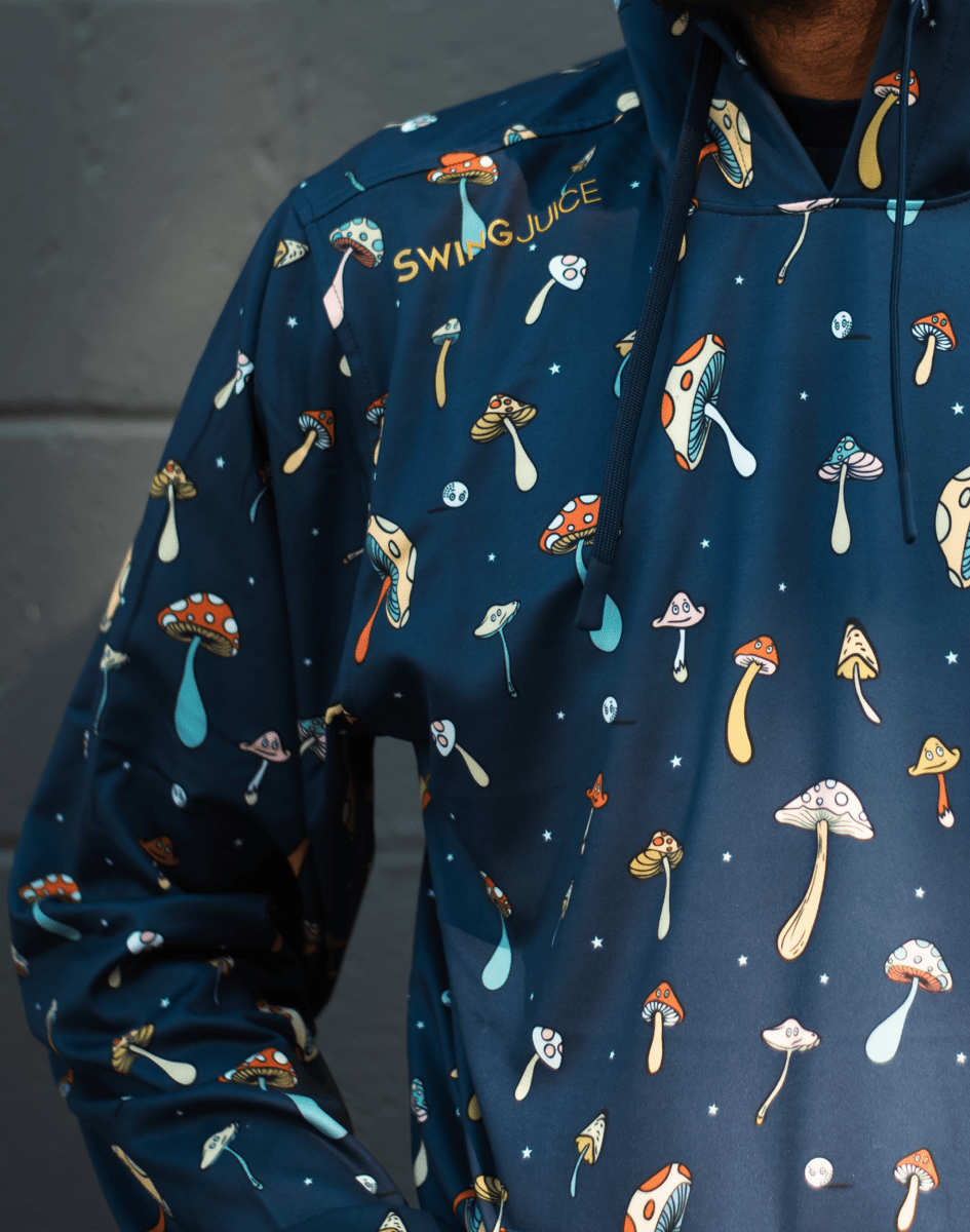 Unique Personalized Golf Magic Mushrooms Men's Performance Hoodie Customized Golf Gifts for Men by Groovy Guy