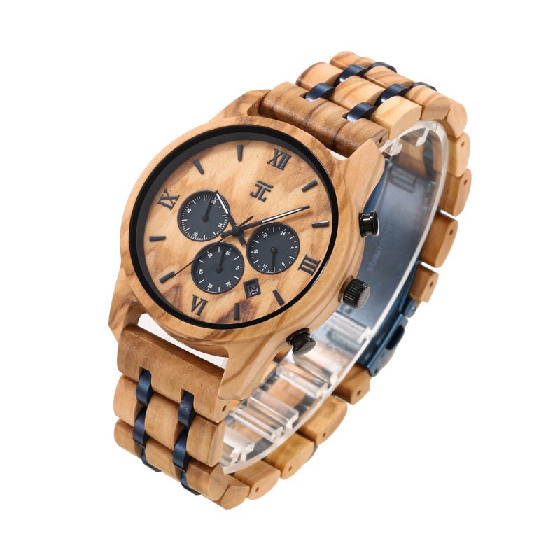 Unique Personalized Oliver | Olive Wood Chronograph Customized Wooden Watch Gifts for Men by Groovy Guy