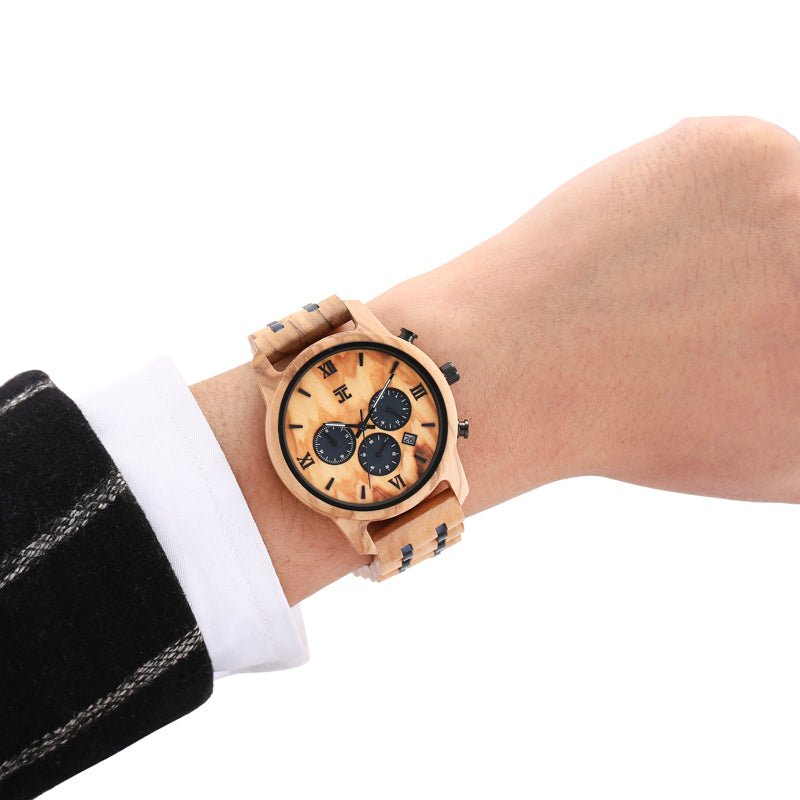 Unique Personalized Oliver | Olive Wood Chronograph Customized Wooden Watch Gifts for Men by Groovy Guy