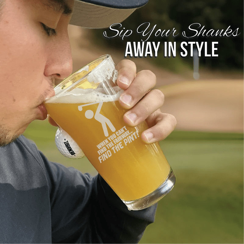 Unique Personalized Swing and Sip Golf Ball Pint Glass Customized Beer Glasses Gifts for Men by Groovy Guy