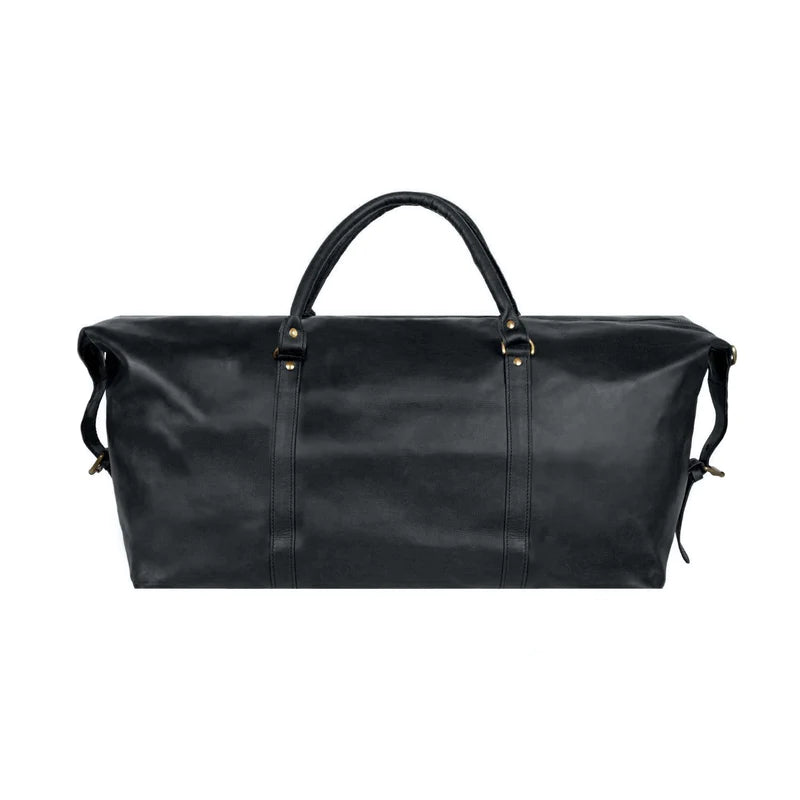 Unique Personalized Large Black Leather Duffle Customized Duffel Bags Gifts for Men by Groovy Guy