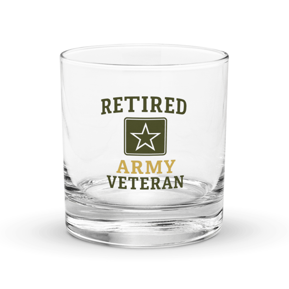 Unique Personalized Retired Army Rocks glass Customized Gifts for Men by Groovy Guy