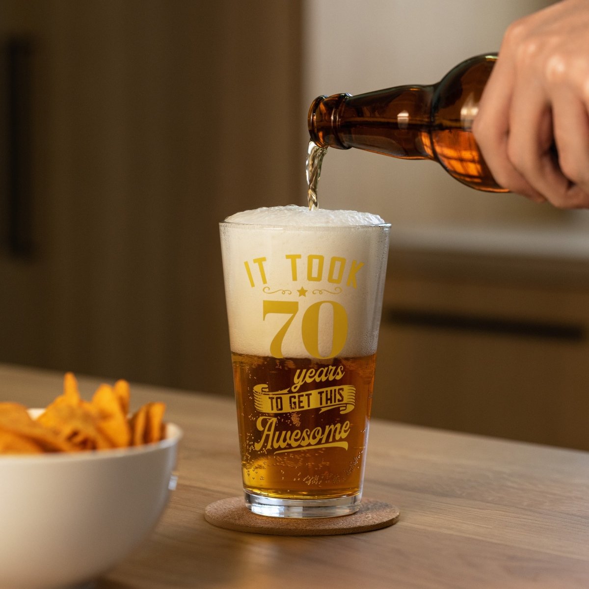 Unique Personalized 70th Birthday Pint Glass Customized Gifts for Men by Groovy Guy