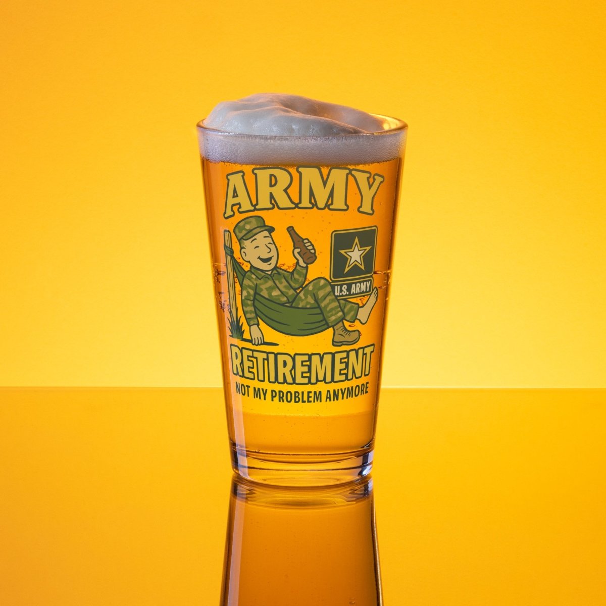 Army retirement pint glass