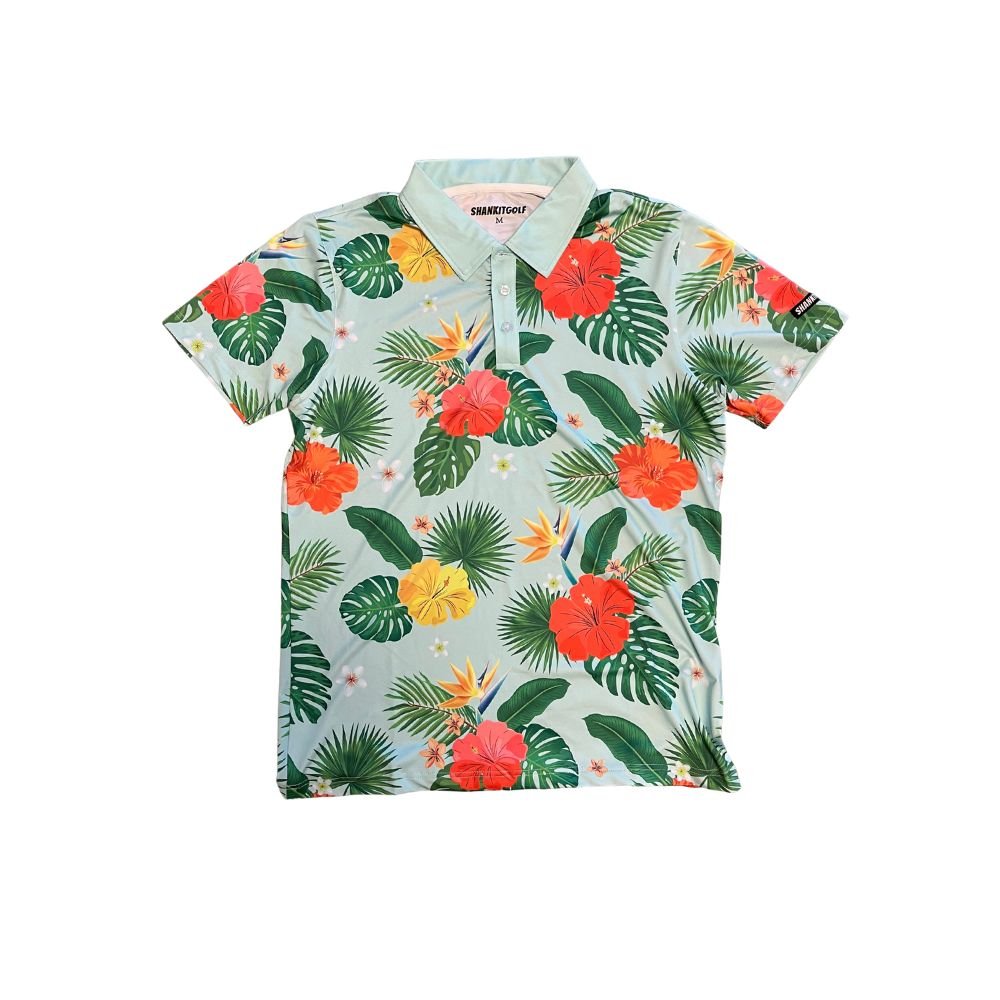 Unique Personalized Hawaiian Green Floral Polo Customized Gifts for Men by Groovy Guy