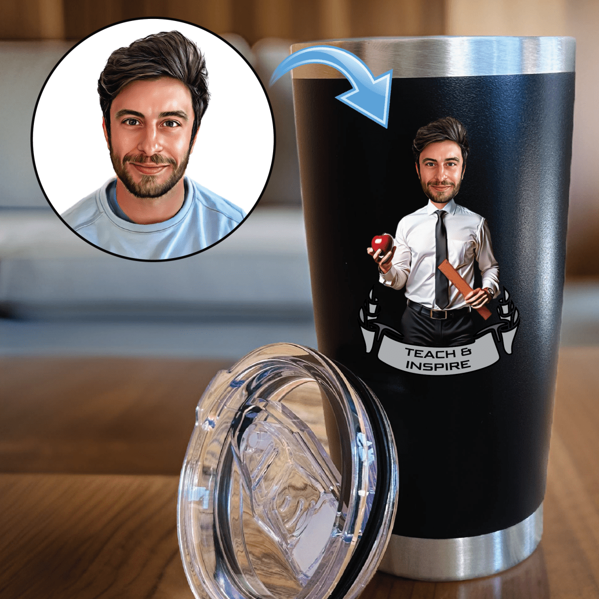 Unique Personalized A+ Teacher Tumbler Customized Gifts for Men by Groovy Guy