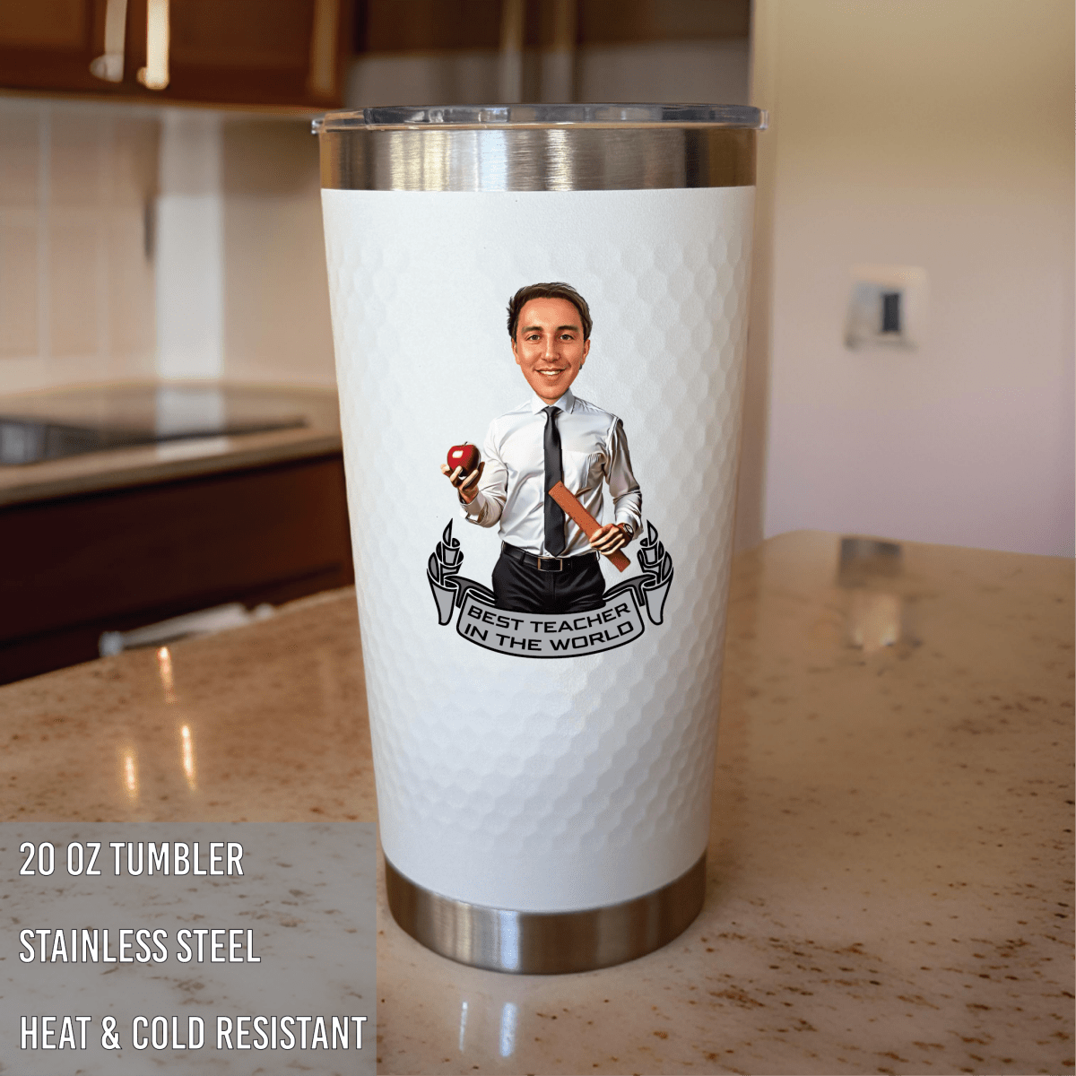 Unique Personalized A+ Teacher Tumbler Customized Gifts for Men by Groovy Guy