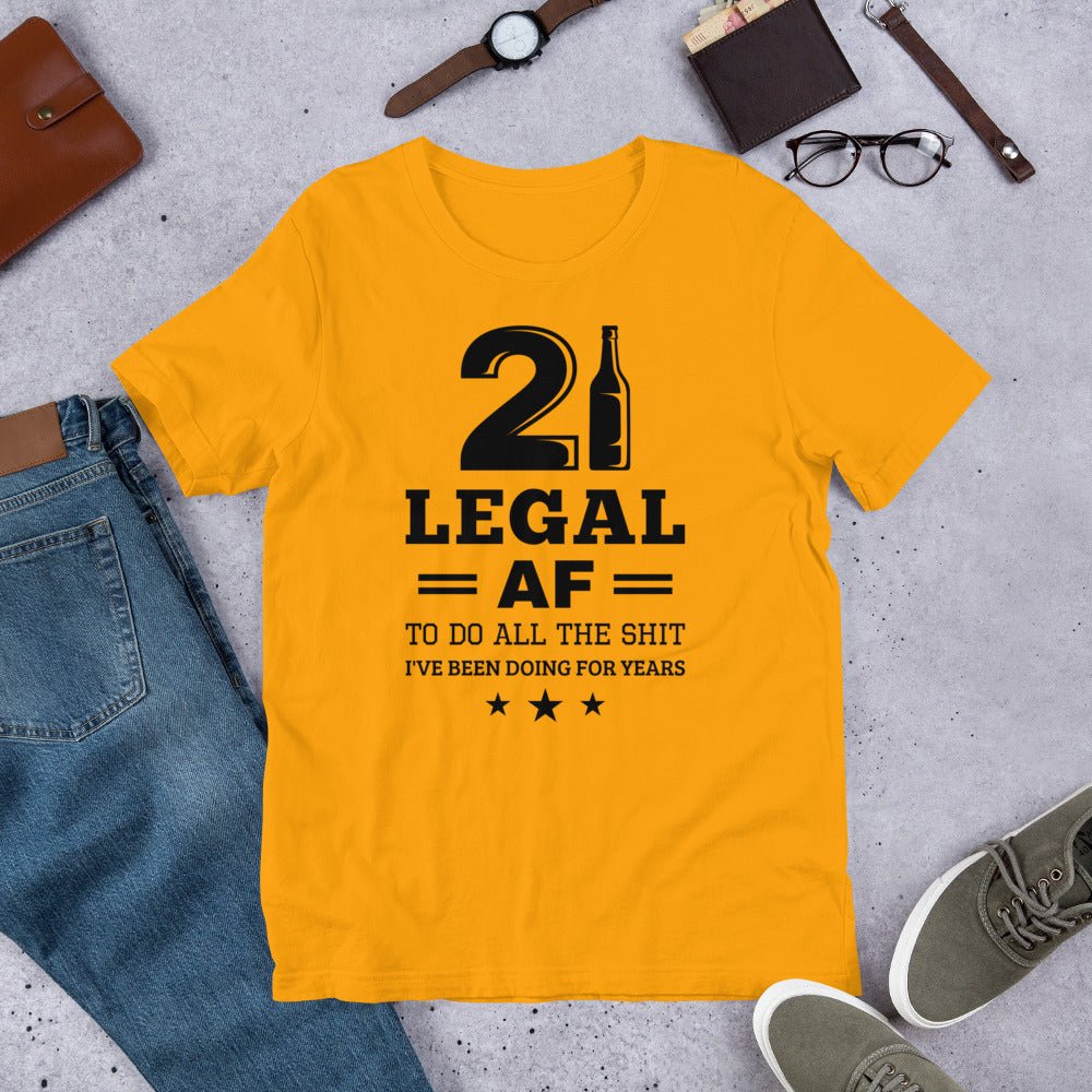 Unique Personalized Legal AF 21st Birthday Shirt Customized Gifts for Men by Groovy Guy