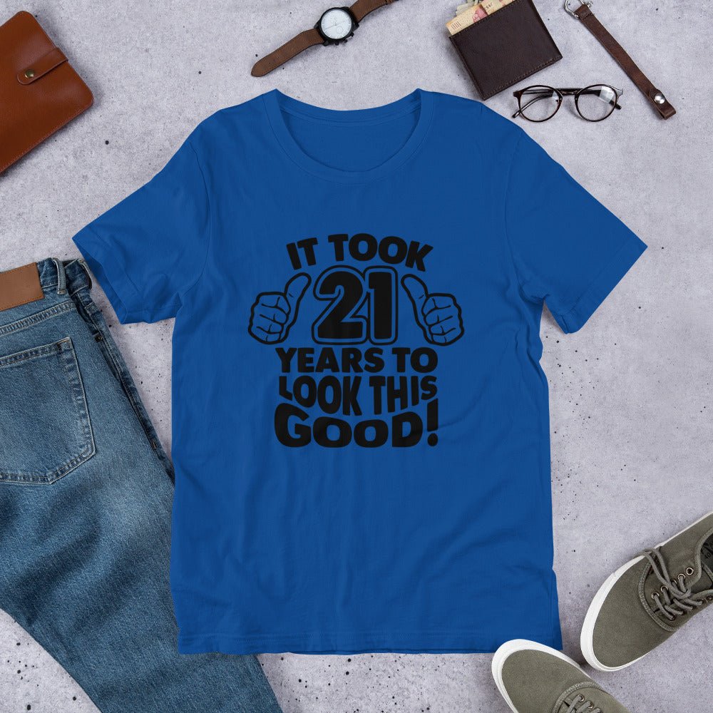 Unique Personalized 21 & Looking Good Shirt Customized Gifts for Men by Groovy Guy