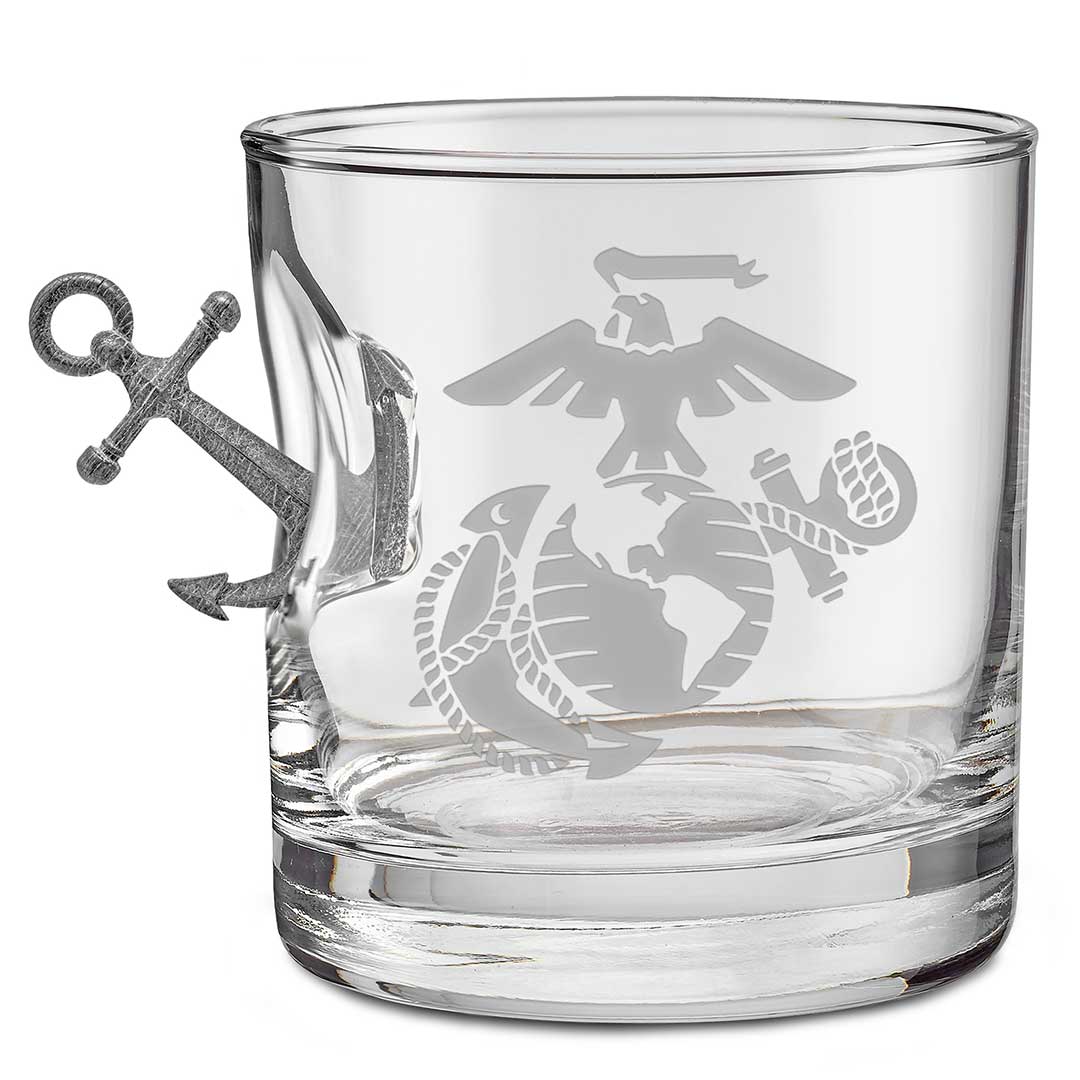 Unique Personalized US Military Bar Glasses Customized Handmade Glass Gifts for Men by Groovy Guy