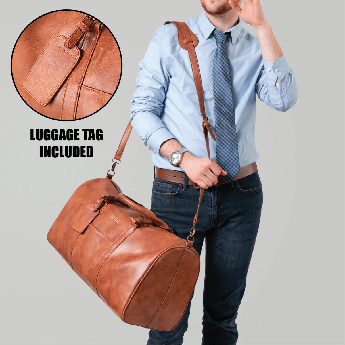 Personalized Vegan Leather Duffle Bag