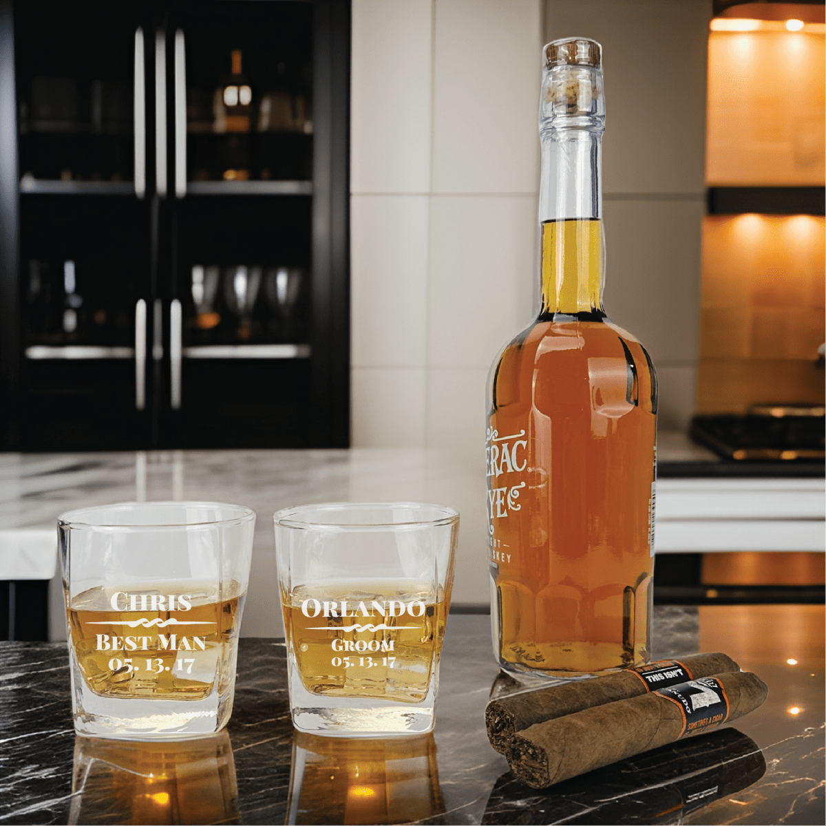 Unique Personalized Whiskey Smash Customized Whiskey Glass Gifts for Men by Groovy Guy