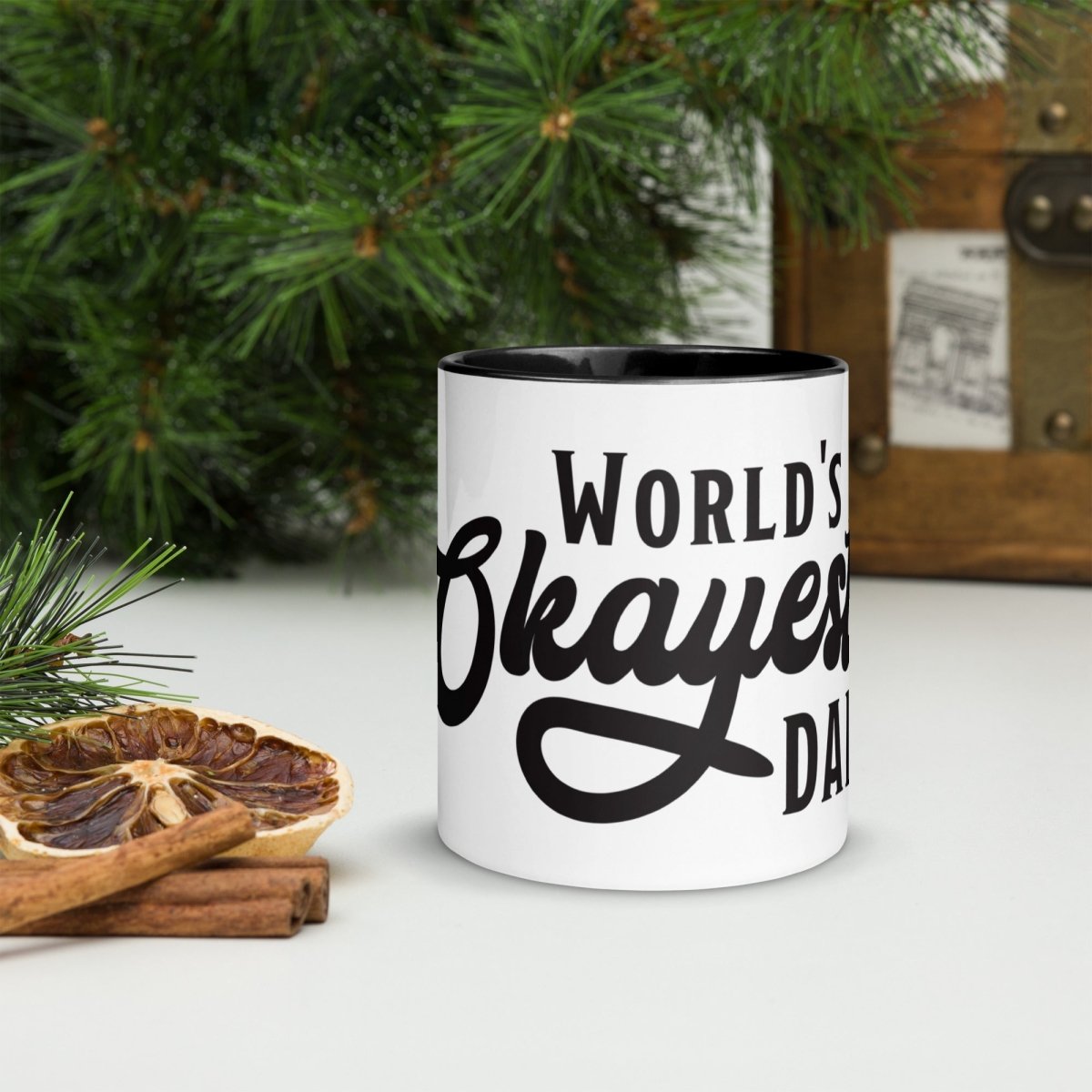 Unique Personalized World's Okayest Dad Coffee Mug Customized Coffee & Tea Cups Gifts for Men by Groovy Guy
