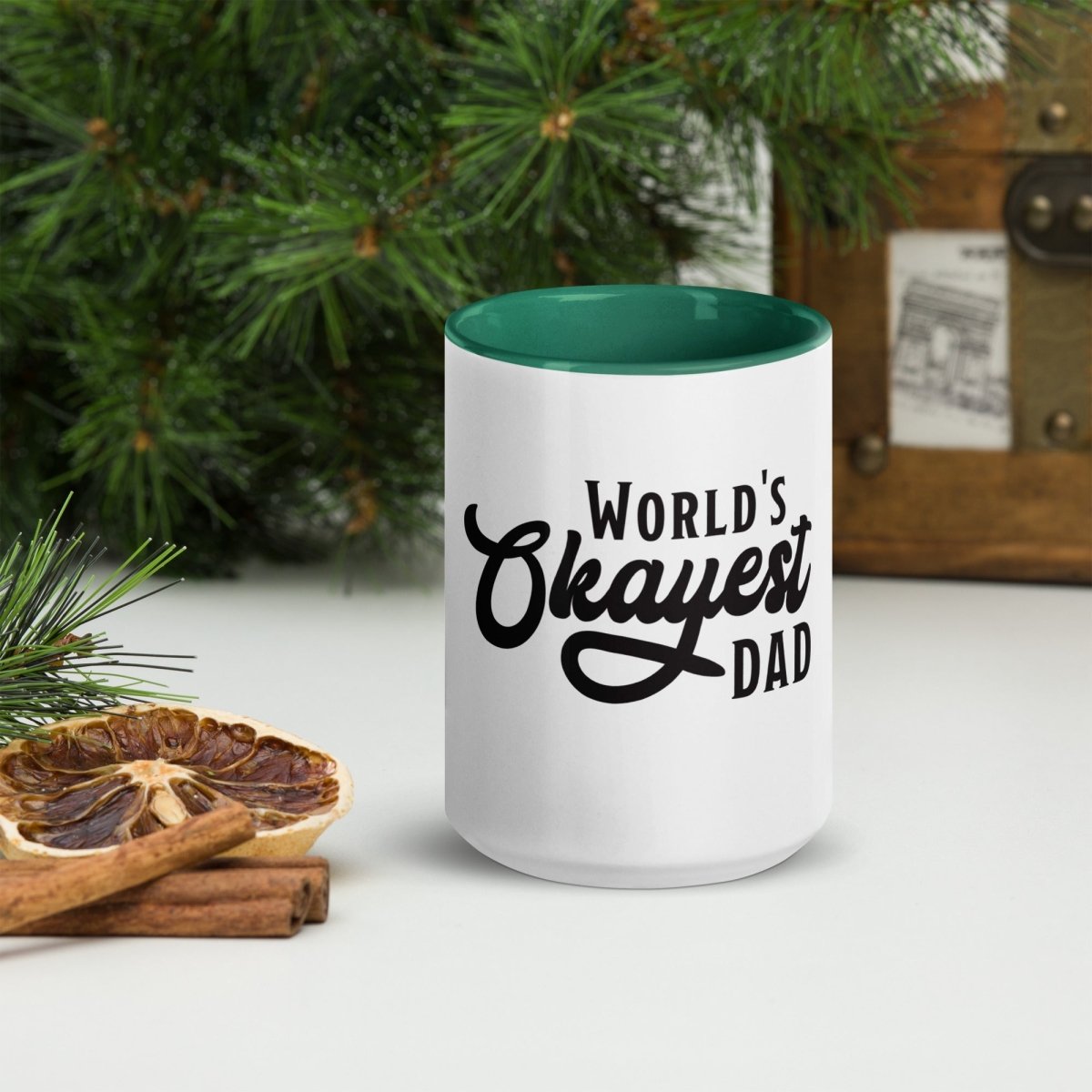 Unique Personalized World's Okayest Dad Coffee Mug Customized Coffee & Tea Cups Gifts for Men by Groovy Guy