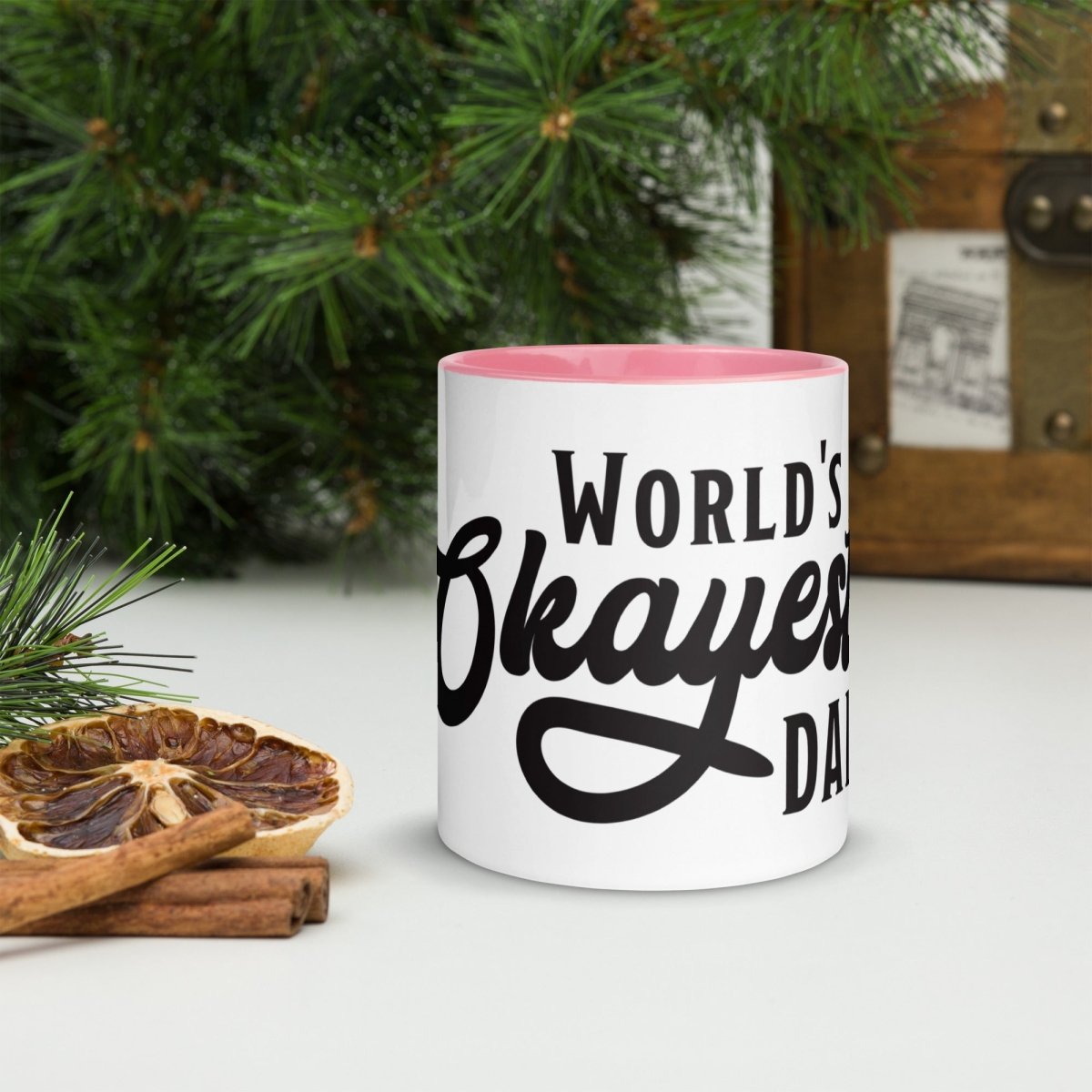 Unique Personalized World's Okayest Dad Coffee Mug Customized Coffee & Tea Cups Gifts for Men by Groovy Guy