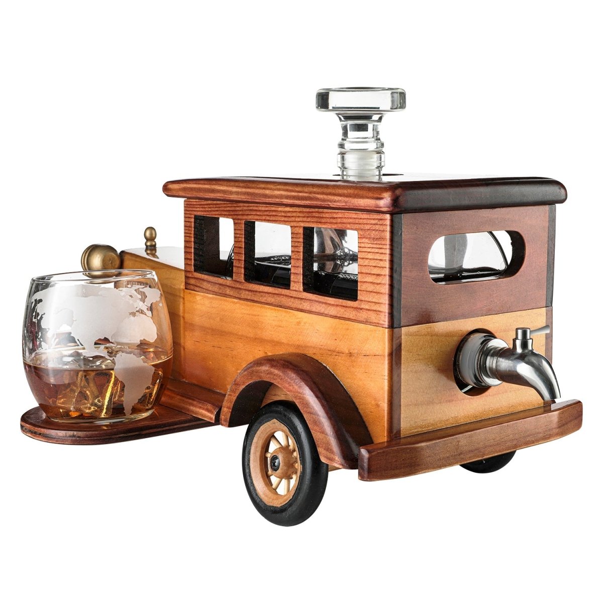 Unique Personalized Vintage Car Decanter and Glasses Set Customized Decanter Set Gifts for Men by Groovy Guy
