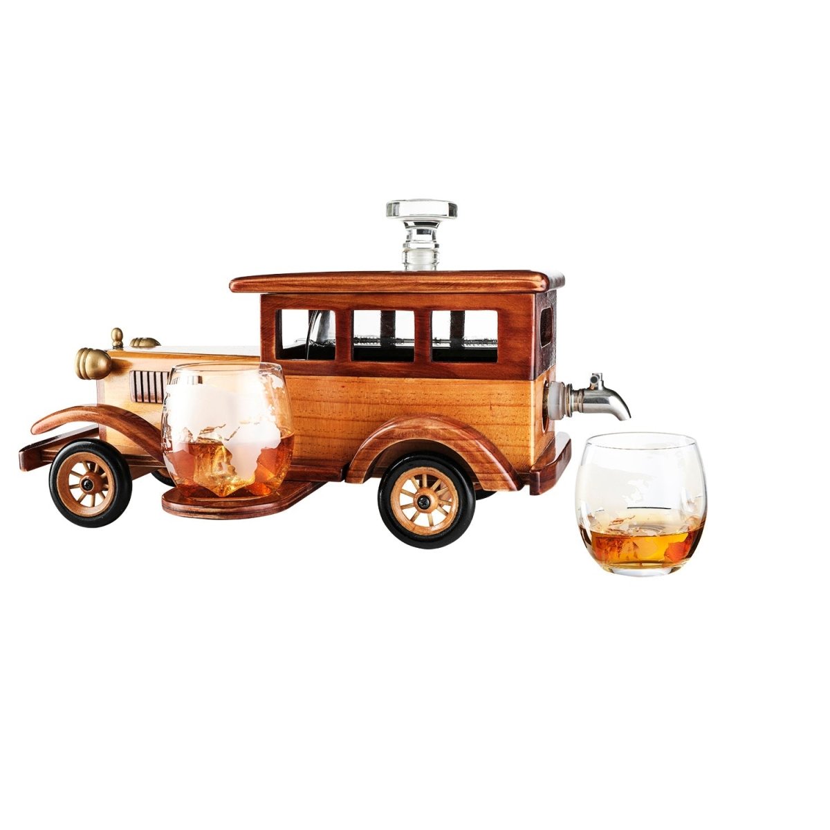 Unique Personalized Vintage Car Decanter and Glasses Set Customized Decanter Set Gifts for Men by Groovy Guy