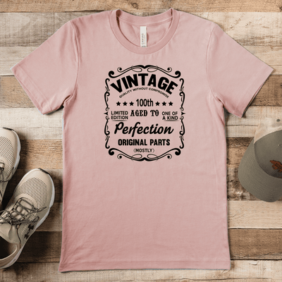 Mens Heather Peach T Shirt with 100th-Vintage design
