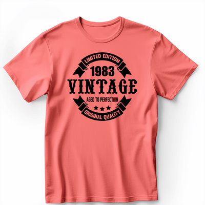 Mens Light Red T Shirt with 1983-Vintage design