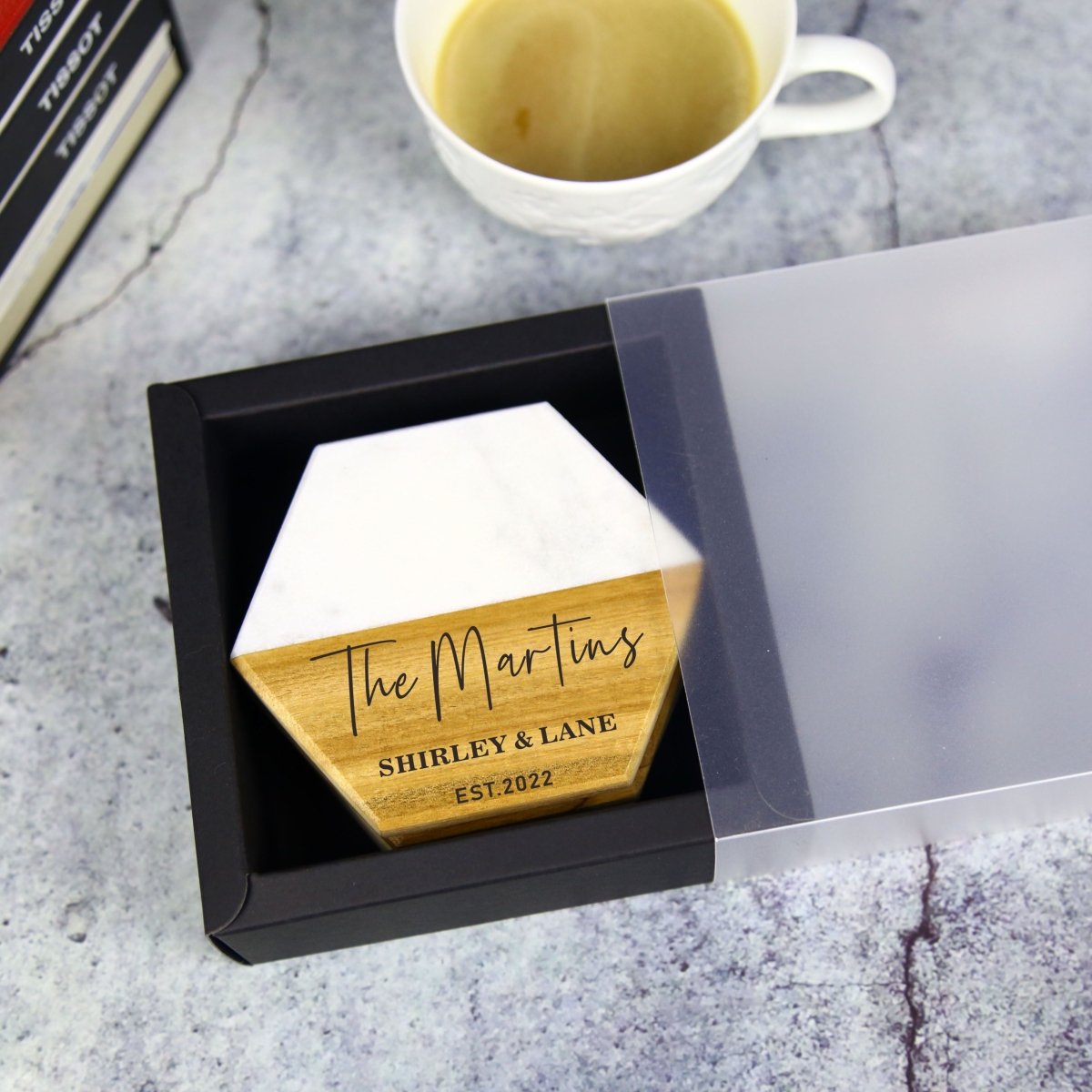 Unique Personalized Marble Coaster Set Customized Coasters Gifts for Men by Groovy Guy
