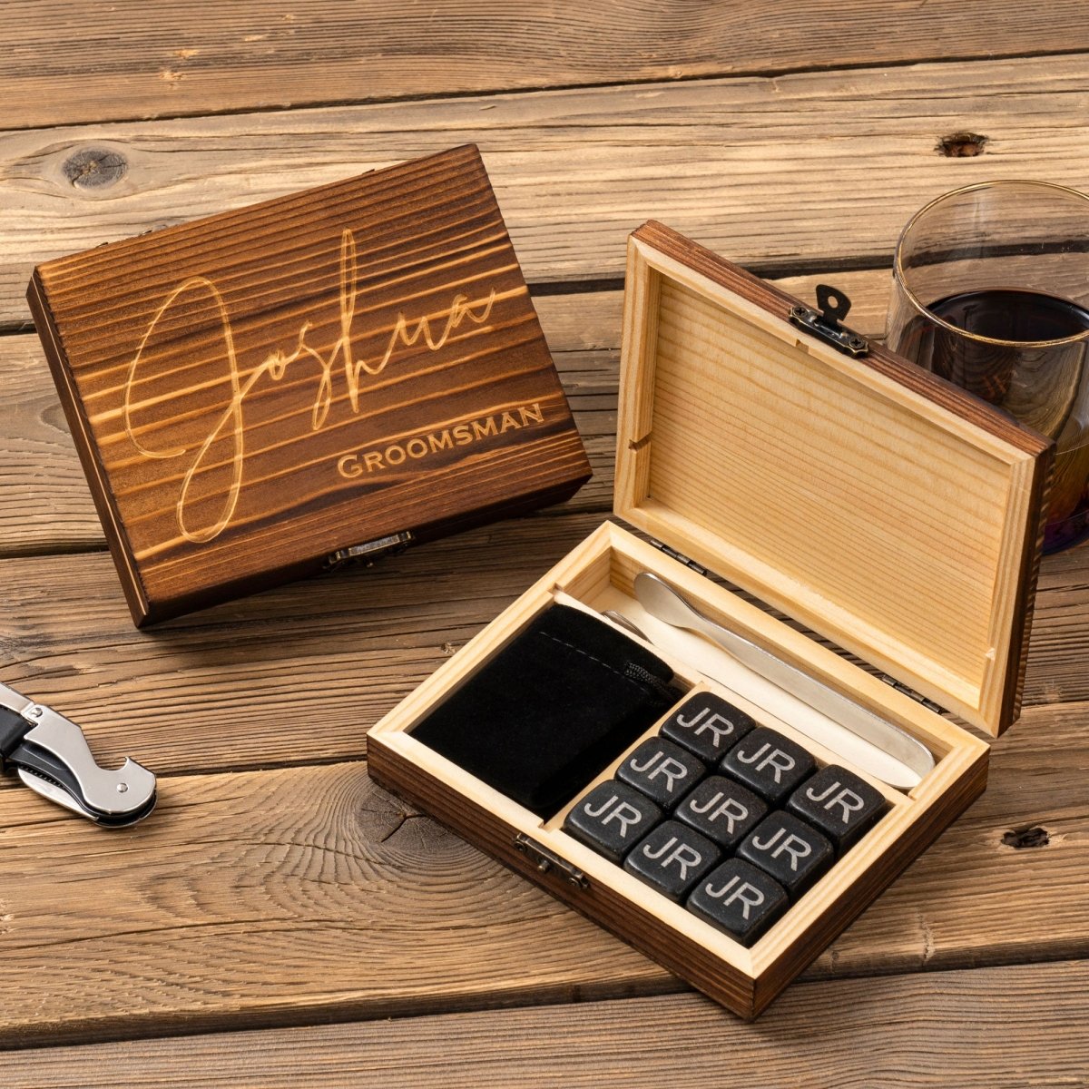 Unique Personalized Custom Whiskey Stones Set Customized Whiskey Gifts for Men by Groovy Guy
