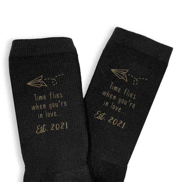Unique Personalized Time Flies When You're In Love Socks Customized Socks Gifts for Men by Groovy Guy