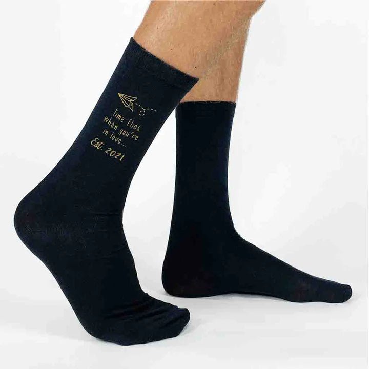 Unique Personalized Time Flies When You're In Love Socks Customized Socks Gifts for Men by Groovy Guy