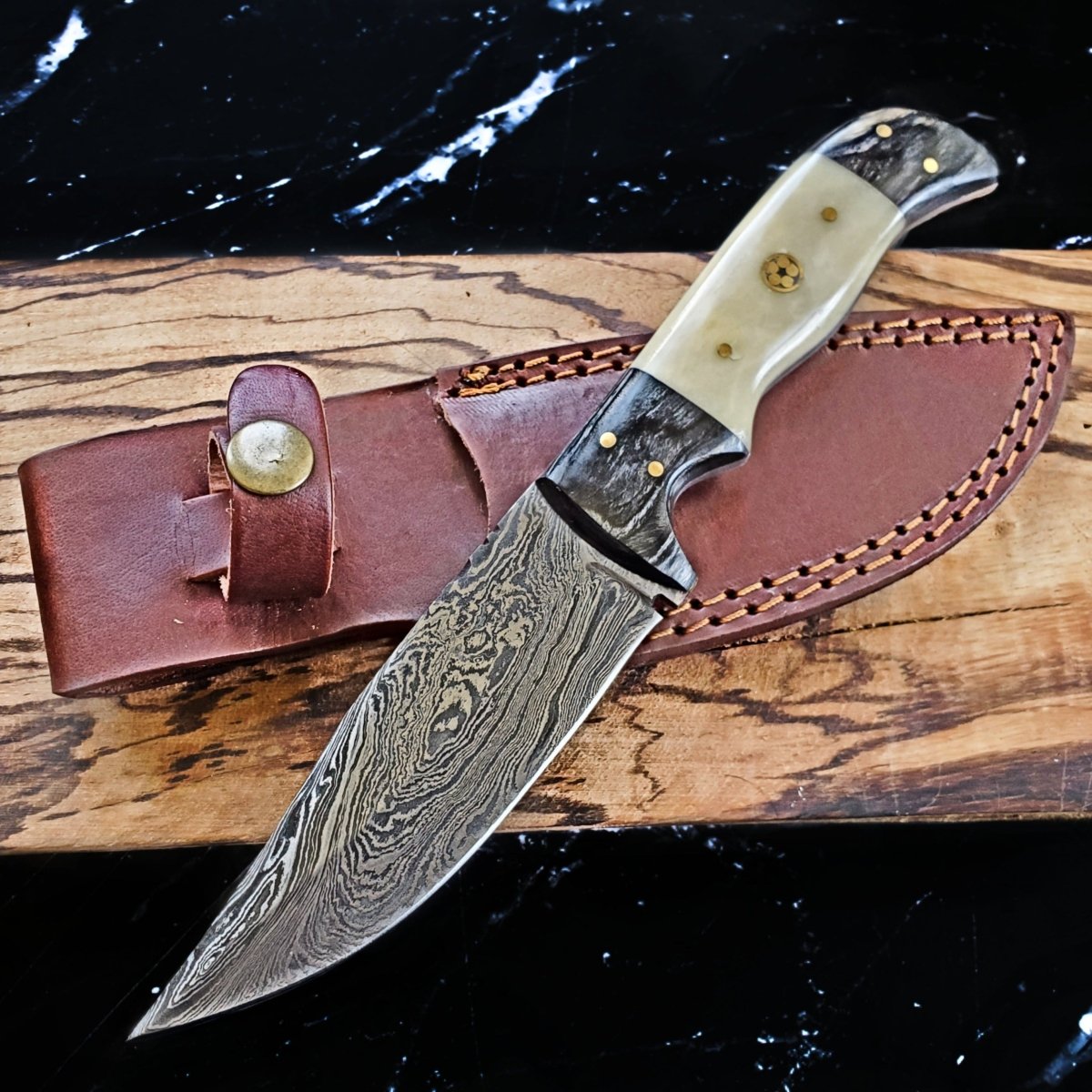 Unique Personalized Damascus Steel Hunting Knife Customized Damascus Knife Gifts for Men by Groovy Guy