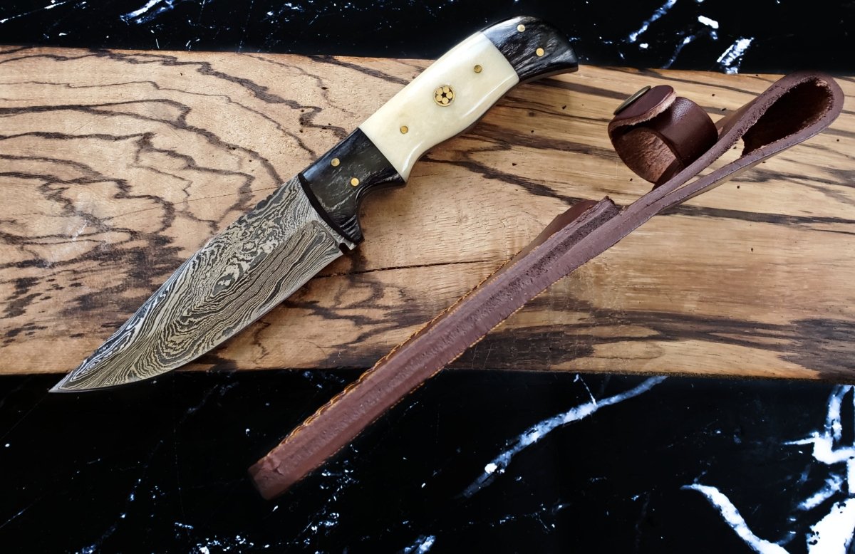 Unique Personalized Damascus Steel Hunting Knife Customized Damascus Knife Gifts for Men by Groovy Guy