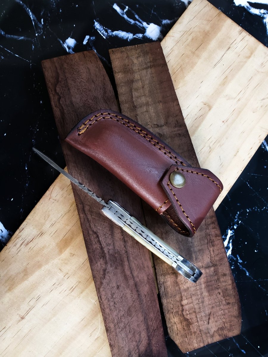 Unique Personalized Camel Bone Folding Knife Customized Damascus Knife Gifts for Men by Groovy Guy