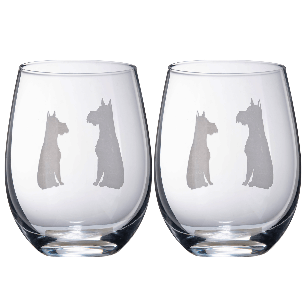 Unique Personalized Schnauzer Stemless Wine Glasses Set Customized Wine Glass Gifts for Men by Groovy Guy