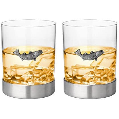 Unique Personalized Fishing Whiskey Glasses Customized Gifts for Men by Groovy Guy