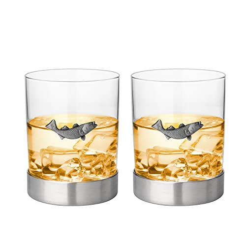 Unique Personalized Fishing Whiskey Glasses Customized Gifts for Men by Groovy Guy