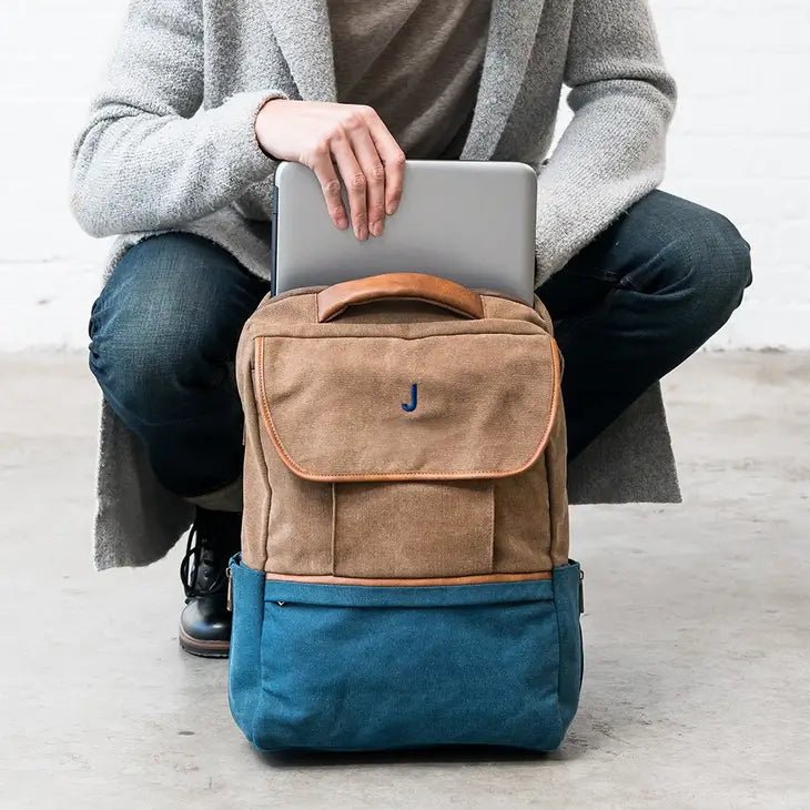 Unique Personalized Canvas Laptop Backpack Customized Man Bags Gifts for Men by Groovy Guy