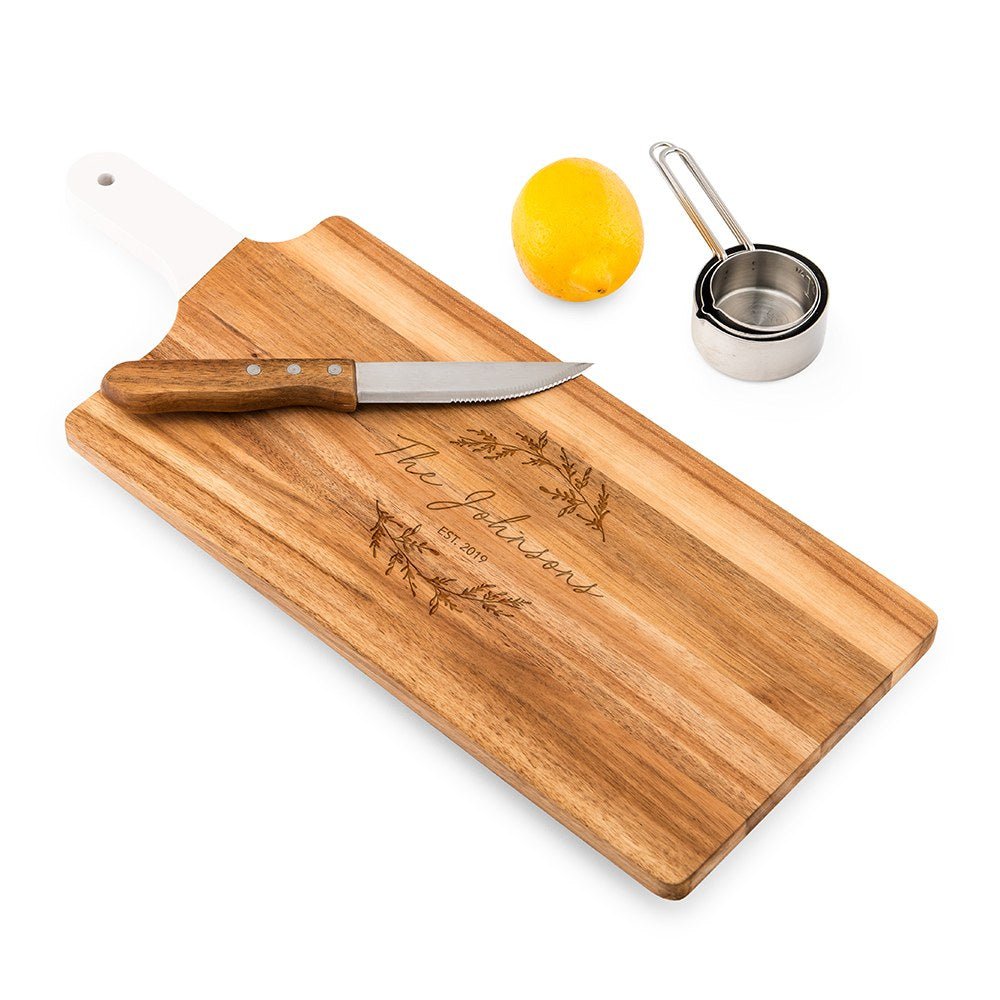 Unique Personalized Personalized Wooden Cutting & Serving Board With White Handle Customized Cutting Board Gifts for Men by Groovy Guy