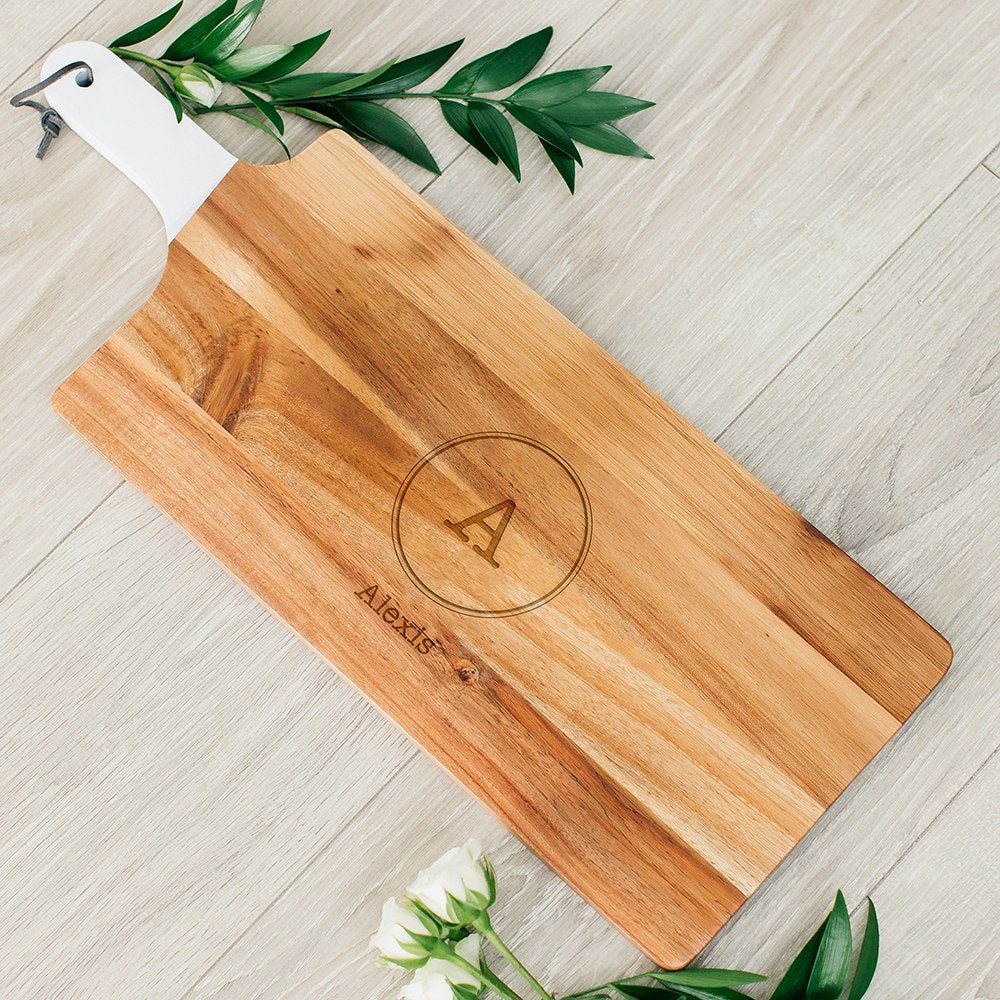 Unique Personalized Personalized Wooden Cutting & Serving Board With White Handle Customized Cutting Board Gifts for Men by Groovy Guy