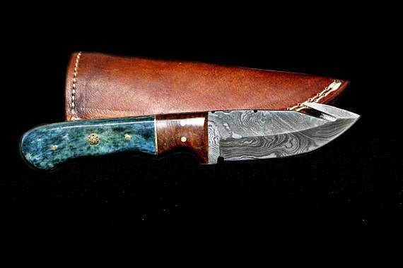 Unique Personalized Damascus Skinning Gut Hook Customized Damascus Knife Gifts for Men by Groovy Guy