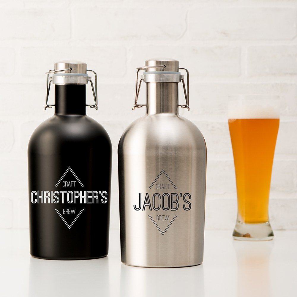 Unique Personalized Flip - Top Beer Growler Customized Bar Gifts for Men by Groovy Guy