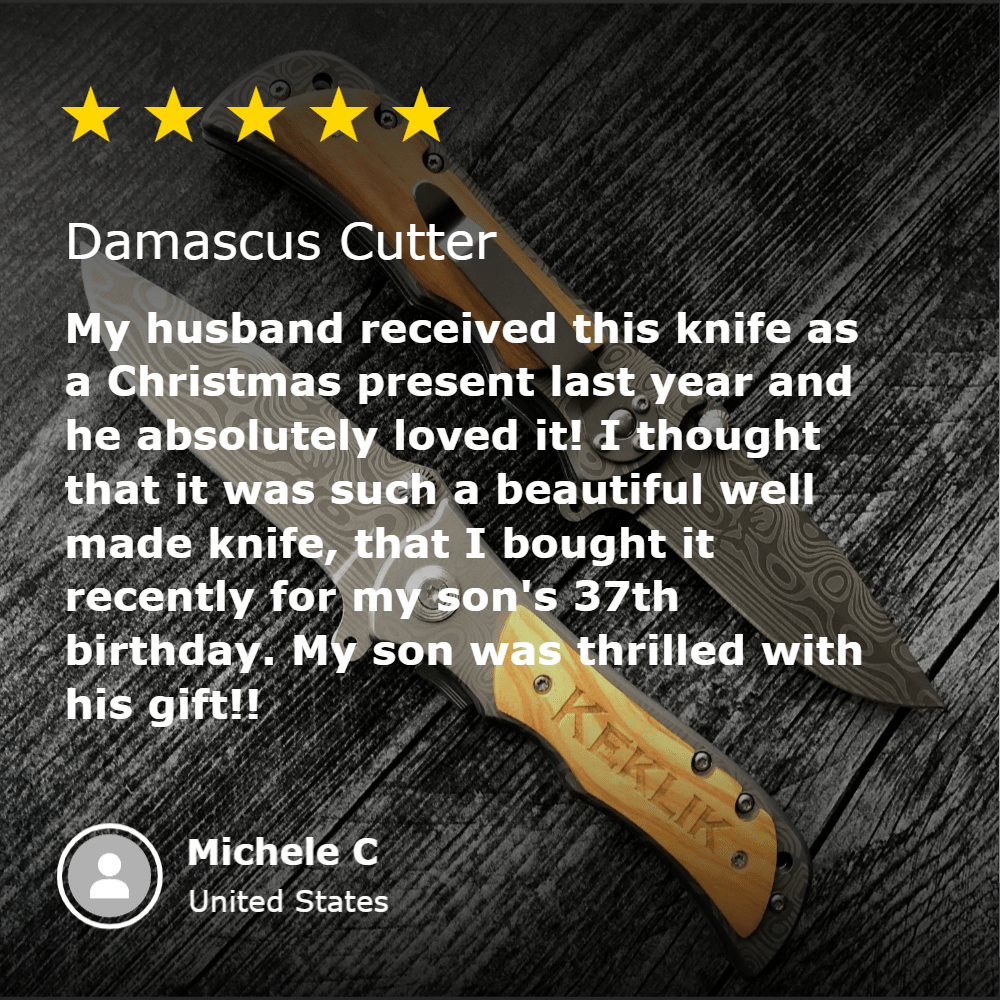 Unique Personalized Damascus Cutter Customized Knife Gifts for Men by Groovy Guy