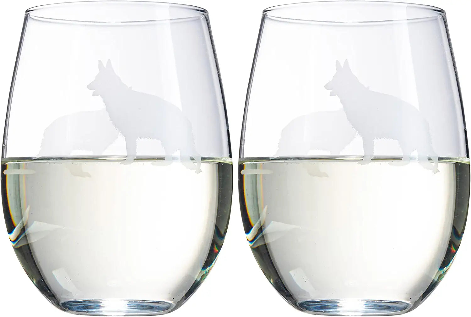 Unique Personalized German Shepherd Stemless Wine Glasses Set Customized Wine Glass Gifts for Men by Groovy Guy