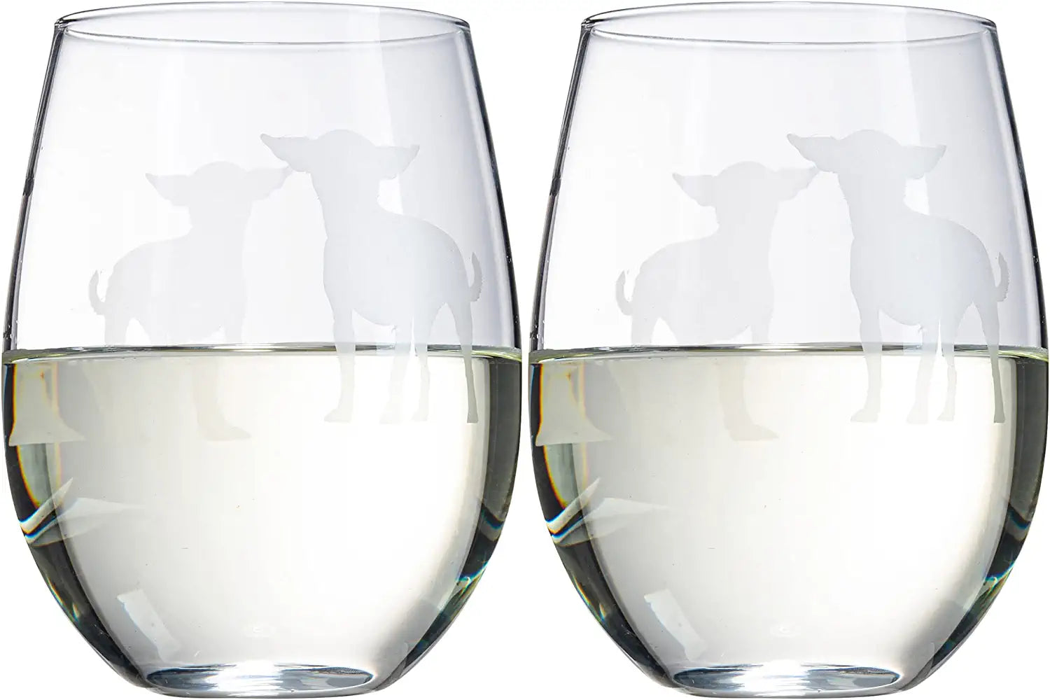 Unique Personalized Chihuahua Stemless Wine Glasses Set Customized Wine Glass Gifts for Men by Groovy Guy