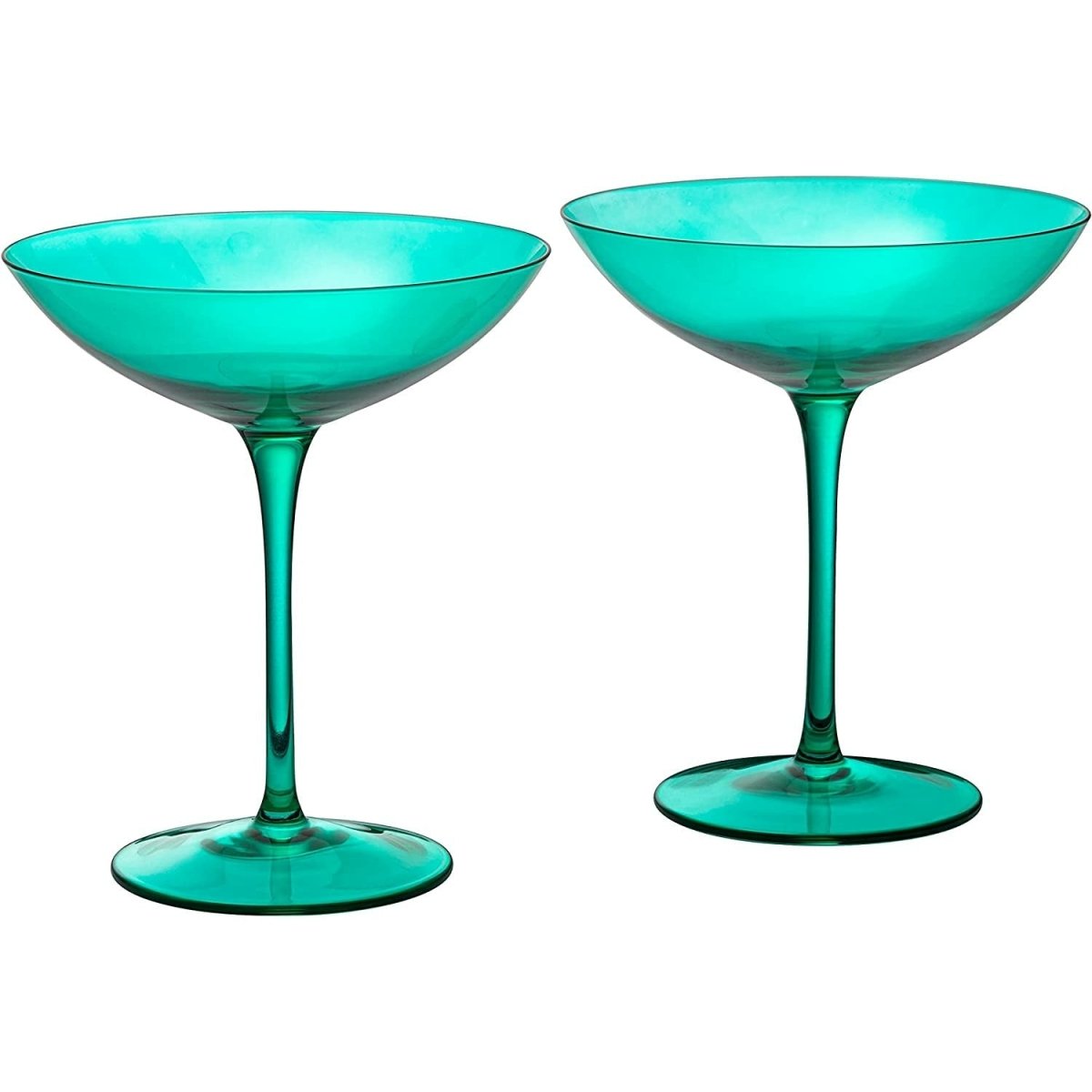 Unique Personalized Teal Colored Coupe Glasses Set Customized Tequila Gifts for Men by Groovy Guy