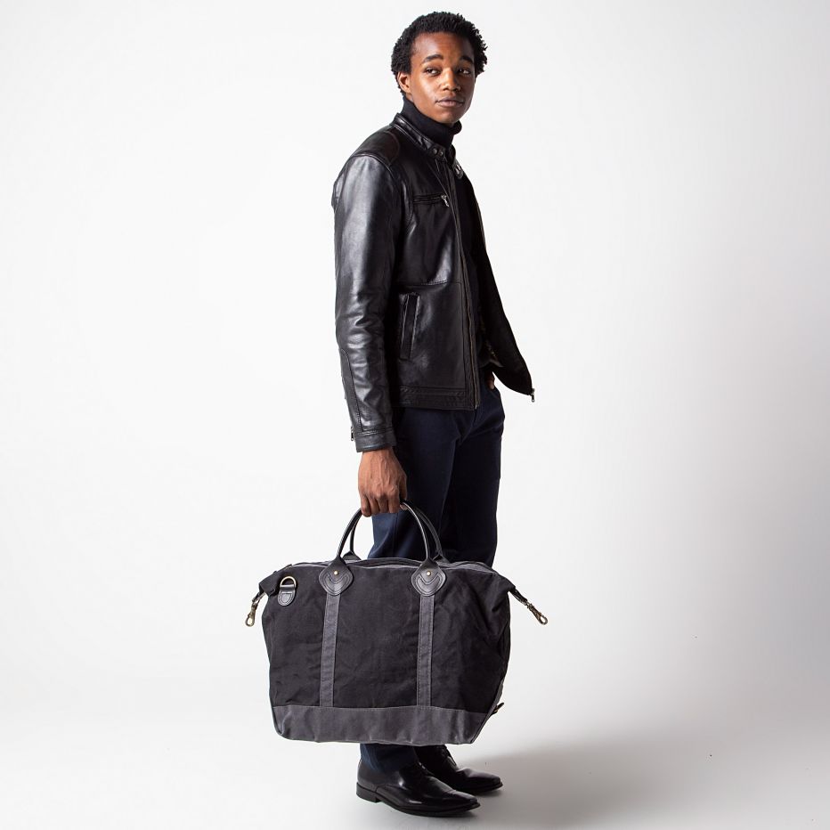 Unique Personalized Waxed Weekender Duffle Bag Customized Duffel Bags Gifts for Men by Groovy Guy