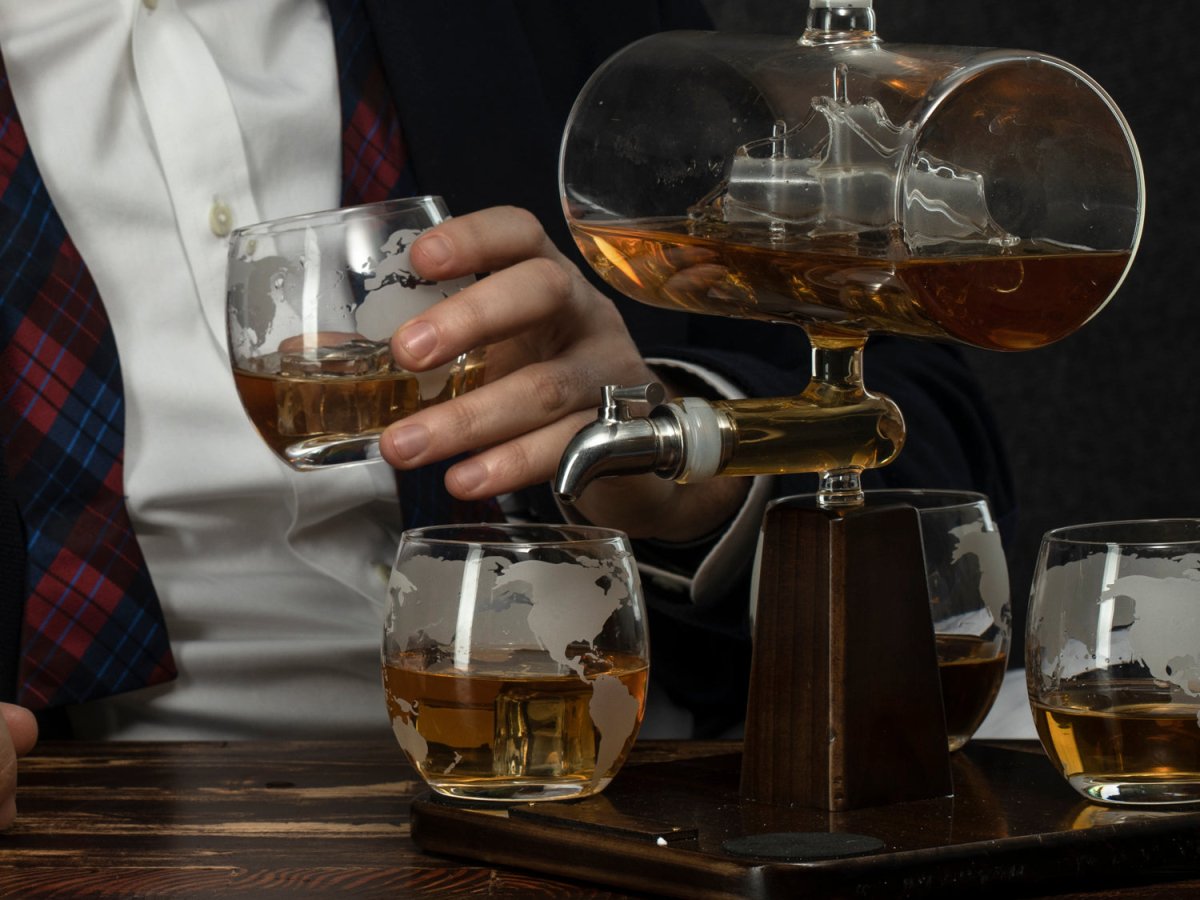 Unique Personalized Antique Ship Decanter Set Customized Decanter Set Gifts for Men by Groovy Guy