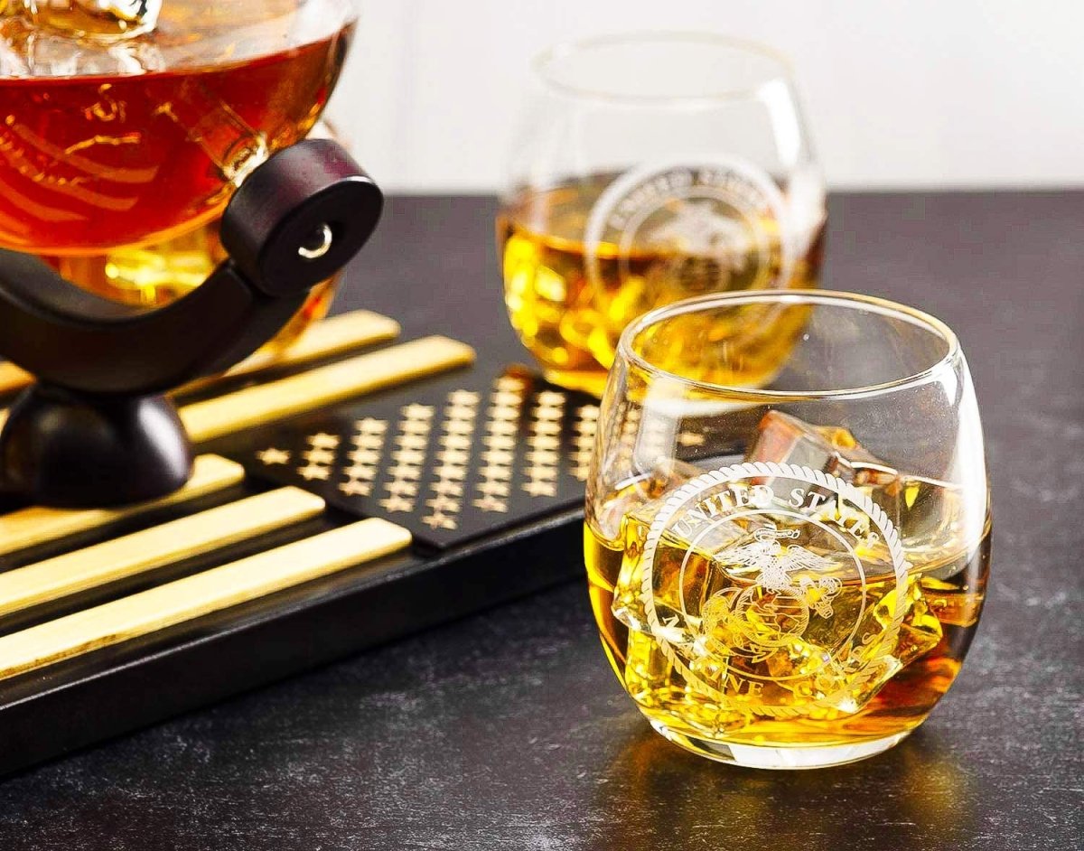 Unique Personalized Marine Decanter Set Customized Gifts for Men by Groovy Guy