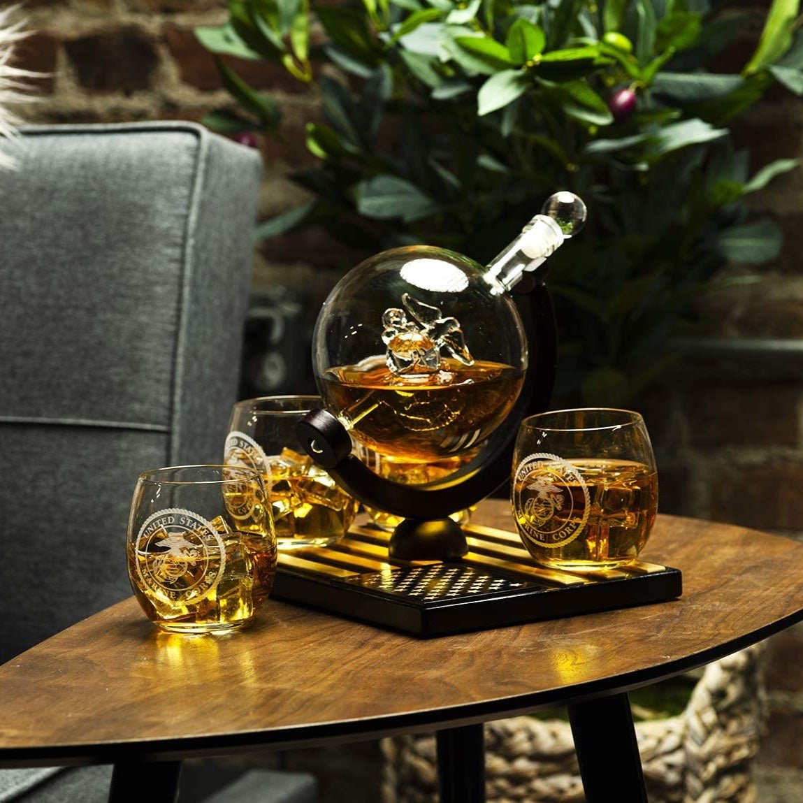 Unique Personalized Marine Decanter Set Customized Gifts for Men by Groovy Guy