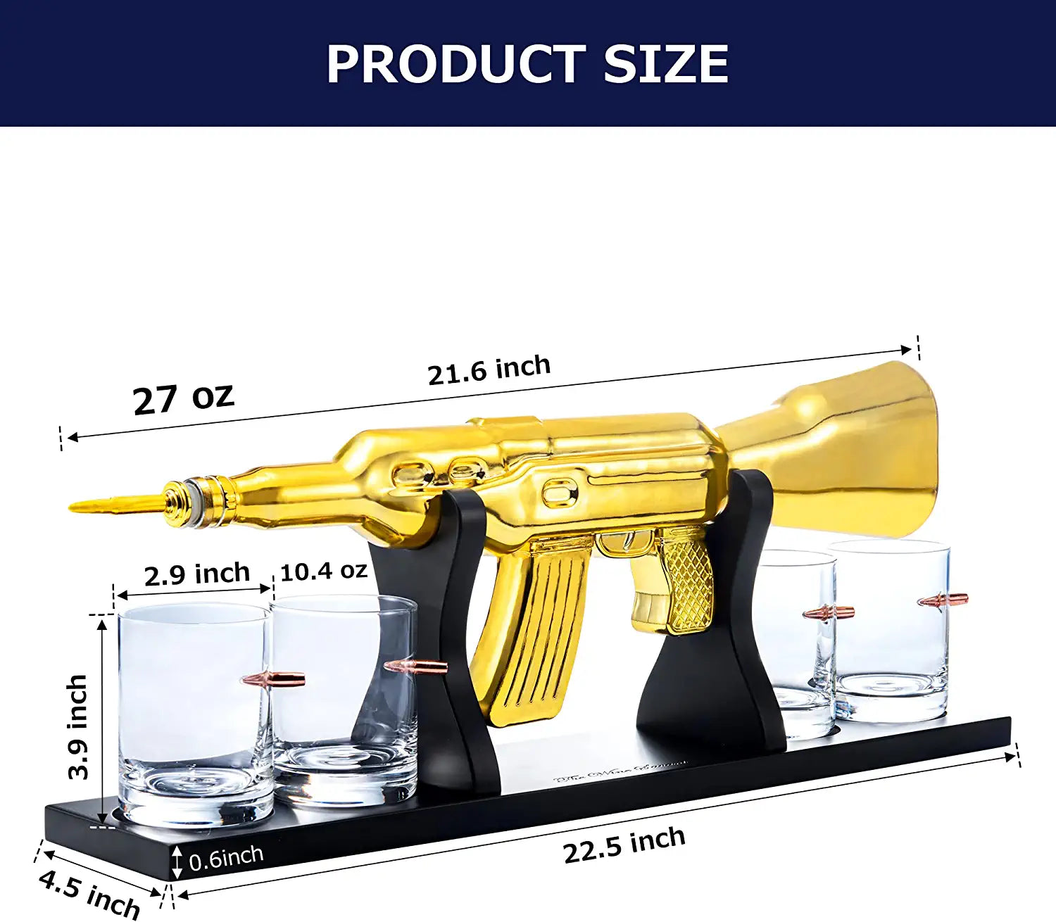 Unique Personalized AK Gold Whiskey Decanter Set Customized Gifts for Men by Groovy Guy